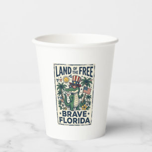 Patriotic Florida Alligator 4th of July Paper Cups