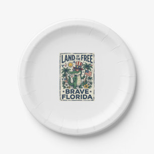 Patriotic Florida Alligator 4th of July Paper Plate