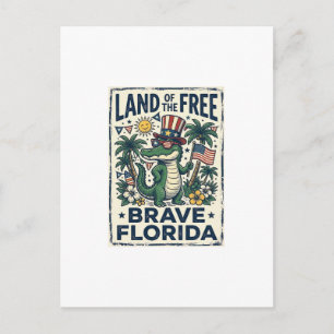 Patriotic Florida Alligator 4th of July Postcard