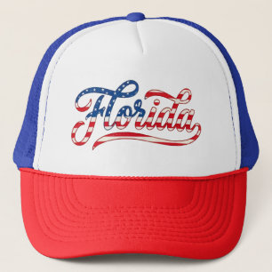 Patriotic Florida American Flag Retro Vintage USA Trucker Hat