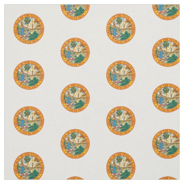 Patriotic Florida State Seal Polka Dots Pattern Fabric (Swatch)