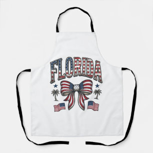 Patriotic Florida Vintage Bow Fourth of July Shirt Apron