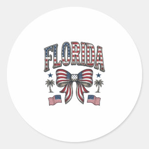Patriotic Florida Vintage Bow Fourth of July Shirt Classic Round Sticker