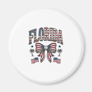 Patriotic Florida Vintage Bow Fourth of July Shirt Magnet
