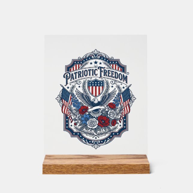 Patriotic Florist Vector Graphic Tee_1 Acrylic Sign (Front)