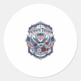 Patriotic Florist Vector Graphic Tee_1 Classic Round Sticker