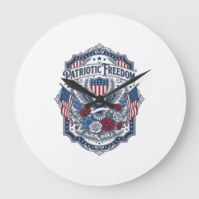 Patriotic Florist Vector Graphic Tee_1 Large Clock (Front)