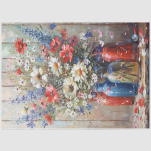Patriotic Flowers Tissue Paper