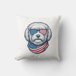 Patriotic Fluffy Dog Vector Illustration_1 Cushion