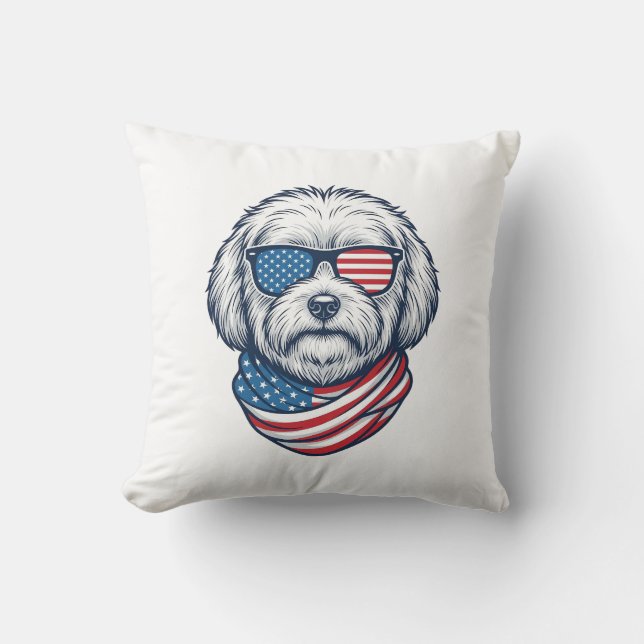Patriotic Fluffy Dog Vector Illustration_1 Cushion (Front)