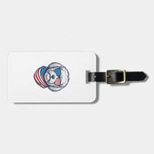 Patriotic Fluffy Dog Vector Illustration_1 Luggage Tag