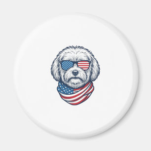 Patriotic Fluffy Dog Vector Illustration_1 Magnet
