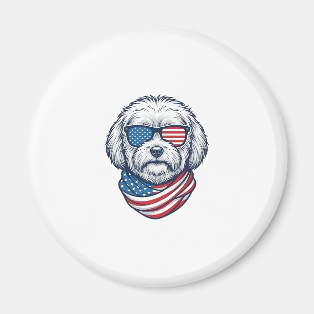 Patriotic Fluffy Dog Vector Illustration_1 Magnet (Front)