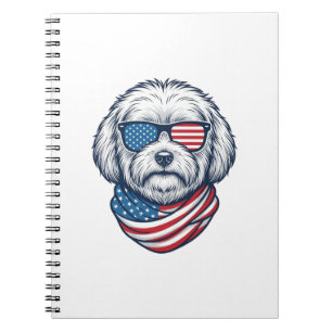 Patriotic Fluffy Dog Vector Illustration_1 Notebook
