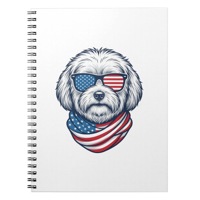 Patriotic Fluffy Dog Vector Illustration_1 Notebook (Front)