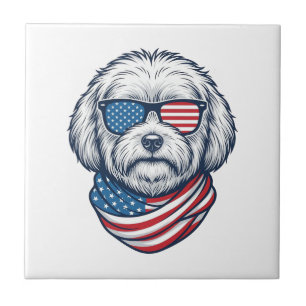 Patriotic Fluffy Dog Vector Illustration_1 Tile