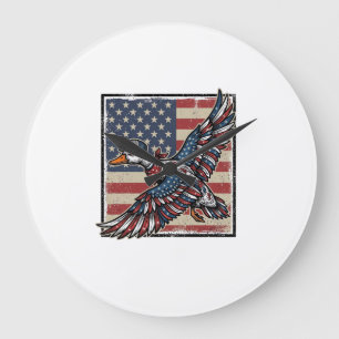 Patriotic Flying Duck Vintage Engraving Shirt Desi Large Clock