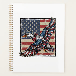 Patriotic Flying Duck Vintage Engraving Shirt Desi Planner
