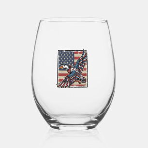 Patriotic Flying Duck Vintage Engraving Shirt Desi Stemless Wine Glass