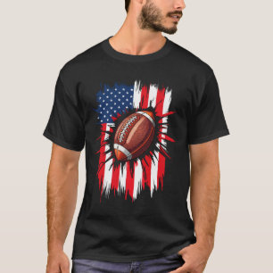 Patriotic Football 4th of July American Flag T-Shirt