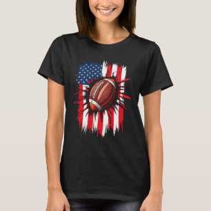 Patriotic Football 4th of July American Flag T-Shirt