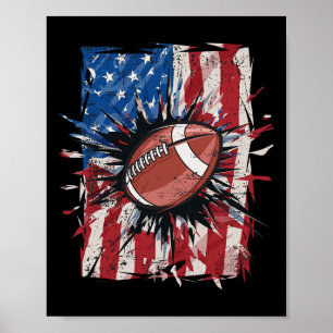 Patriotic Footll 4th Of July Men Usa American Flag Poster