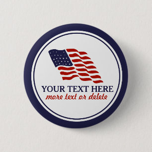 Patriotic Fourth of July American USA Flag Custom 6 Cm Round Badge