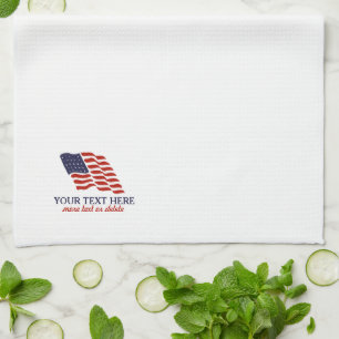 Patriotic Fourth of July American USA Flag Custom Tea Towel