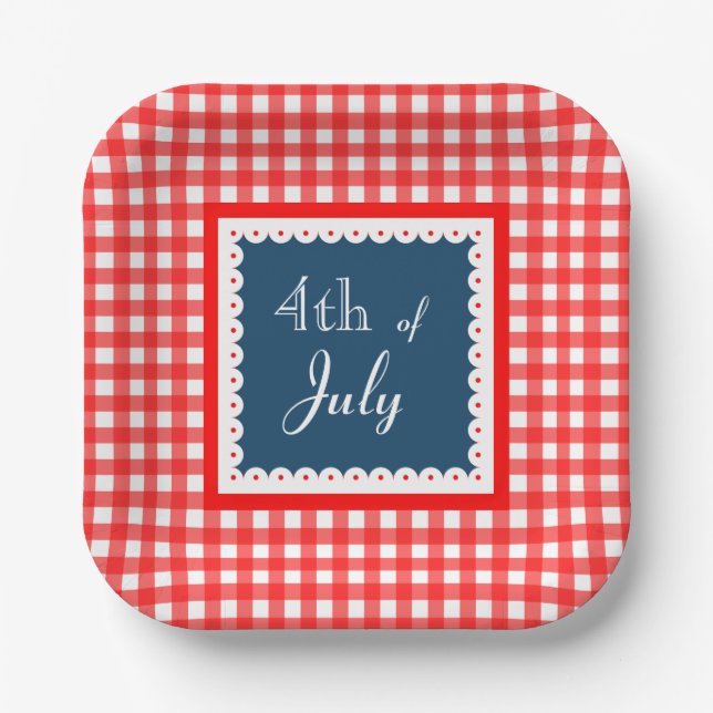 Patriotic Fourth Of July BBQ Paper Plates  (Front)