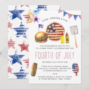 Patriotic Fourth of July BBQ Party Invitation