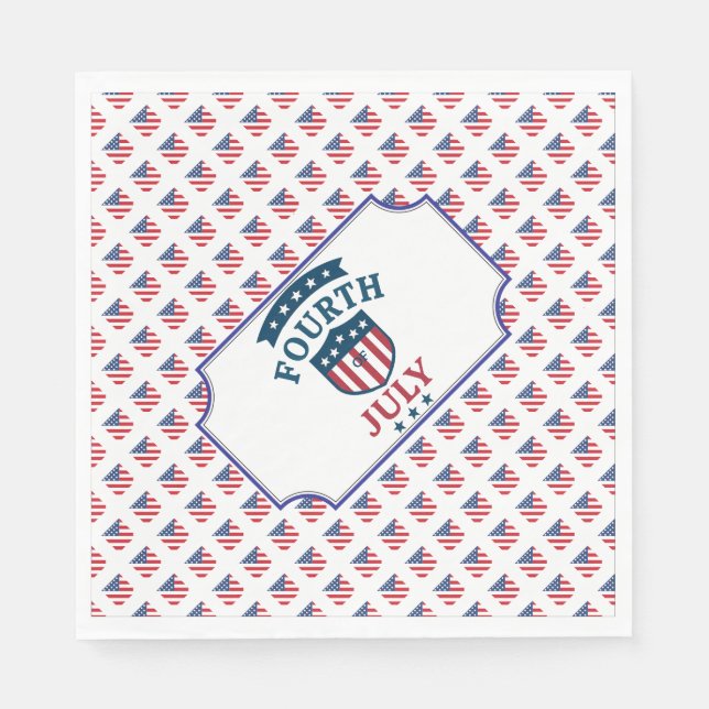 Patriotic Fourth of July seamless pattern on a Nap Napkin (Front)
