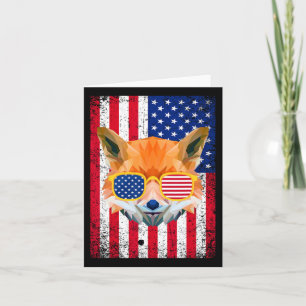 Patriotic Fox 4th Of July Sungles Usa American Fla Card