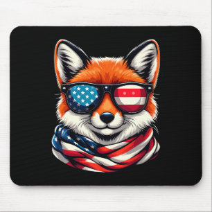 Patriotic Fox Usa American Flag Sungles 4th Of Jul Mouse Pad