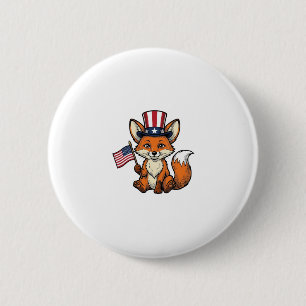 Patriotic Fox Vintage Engraving Shirt Design_1 6 Cm Round Badge