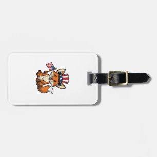 Patriotic Fox Vintage Engraving Shirt Design_1 Luggage Tag