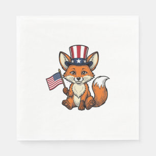 Patriotic Fox Vintage Engraving Shirt Design_1 Napkin