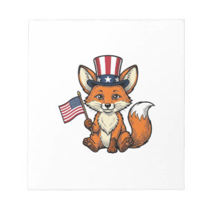 Patriotic Fox Vintage Engraving Shirt Design_1 Notepad