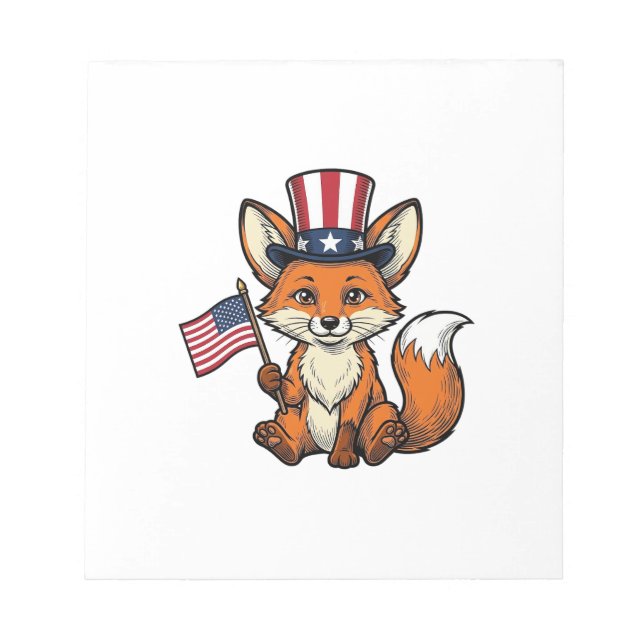 Patriotic Fox Vintage Engraving Shirt Design_1 Notepad (Front)