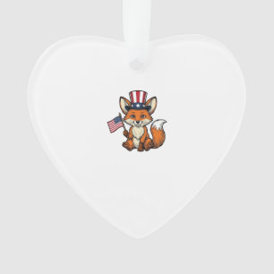 Patriotic Fox Vintage Engraving Shirt Design_1 Ornament