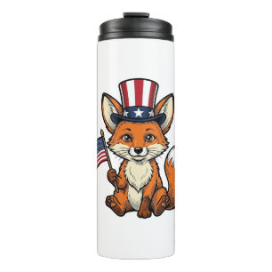 Patriotic Fox Vintage Engraving Shirt Design_1 Thermal Tumbler