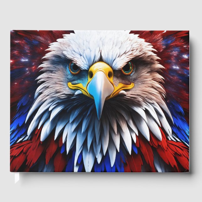 Patriotic Fractal Eagles Tee Guest Book (Front)