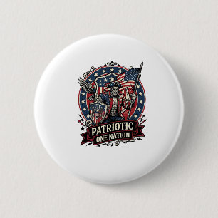 Patriotic Frankenstein Freedom Brute Horror Monste 6 Cm Round Badge