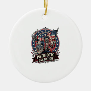 Patriotic Frankenstein Freedom Brute Horror Monste Ceramic Tree Decoration