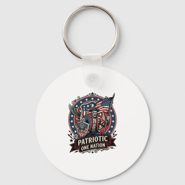 Patriotic Frankenstein Freedom Brute Horror Monste Key Ring (Front)