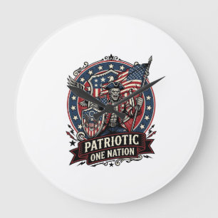 Patriotic Frankenstein Freedom Brute Horror Monste Large Clock
