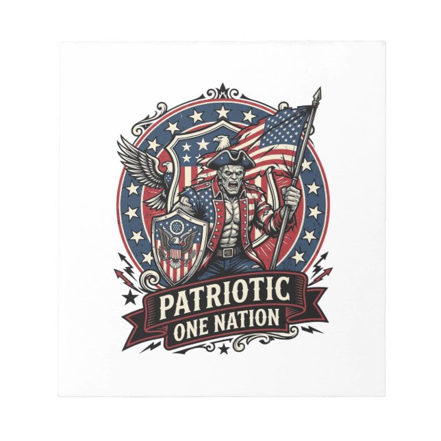 Patriotic Frankenstein Freedom Brute Horror Monste Notepad (Front)