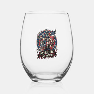 Patriotic Frankenstein Freedom Brute Horror Monste Stemless Wine Glass