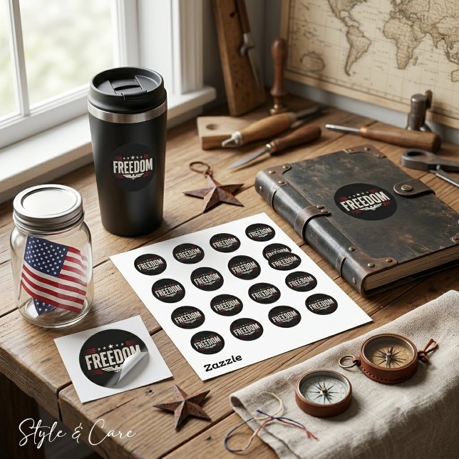 Patriotic Freedom Graphic Designed Sheet of Classic Round Sticker (Patriotic Freedom Graphic Designed Sheet of Classic Round Sticker)