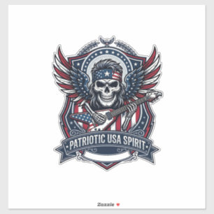 Patriotic Freedom Guitarist Skull Music Rock Metal