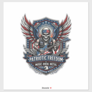 Patriotic Freedom Guitarist Skull Music Rock Metal